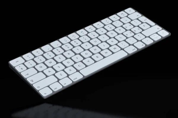 Clavier Moderne Aluminium Isolé Sur Fond Noir Rendu Des Engins — Photo