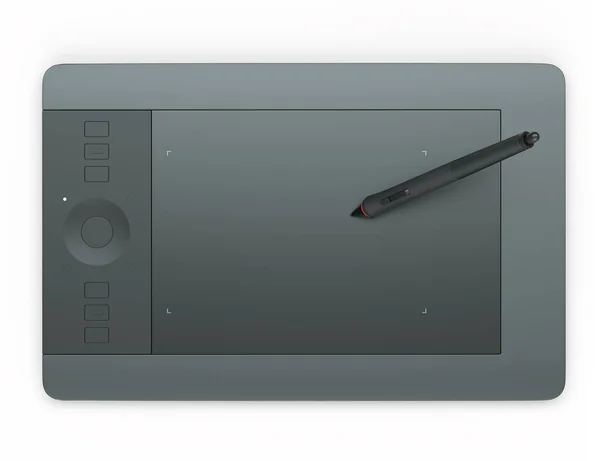 Tablet gráfico e caneta para ilustradores, designers e fotógrafos em branco — Fotografia de Stock