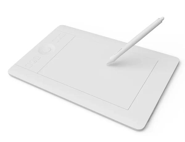 Tablet gráfico e caneta para ilustradores, designers e fotógrafos em branco — Fotografia de Stock