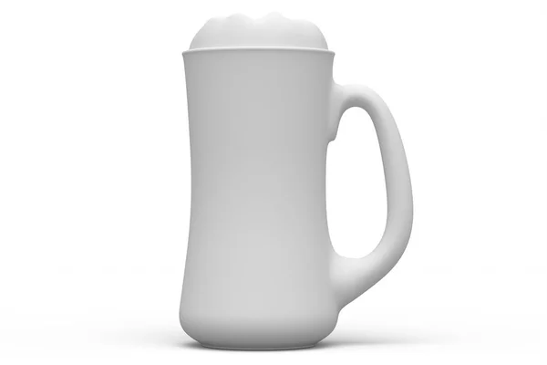 Frosty Glass Fresh Draft Beer Isolated White Monochrome Background Render — Stock Photo, Image