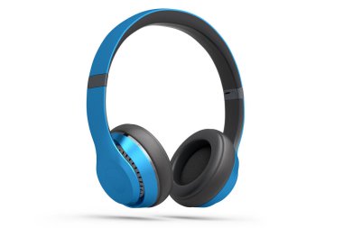 Beyaz arka planda izole edilmiş profesyonel oyun kulaklıkları. Üç boyutlu kulaklık ve müzik ekipmanı tasarımı