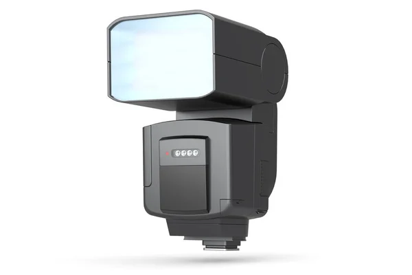 Kamera Extern Blixt Speedlight Isolerad Vit Bakgrund Rendering Och Illustration — Stockfoto