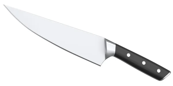 Şefin Mutfak Bıçağı Beyaz Arka Planda Izole Edilmiş Ahşap Saplı — Stok fotoğraf