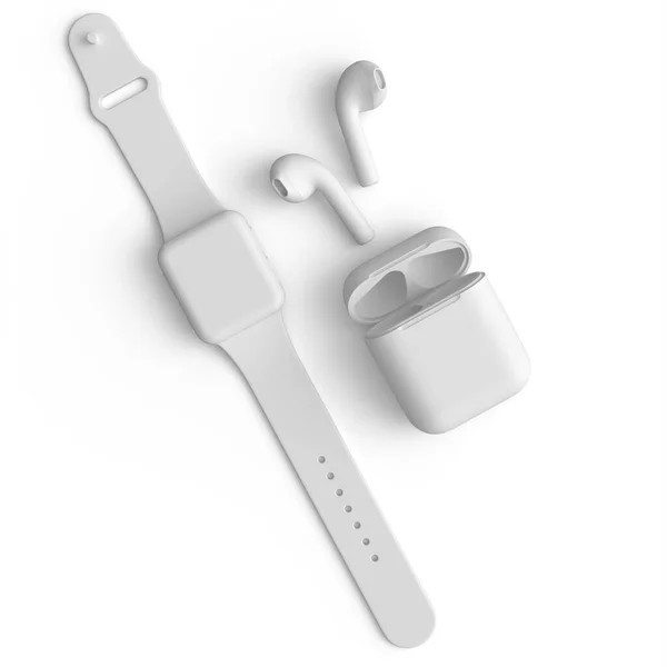 Paslanmaz Akıllı Saat Fitness Takip Cihazı Beyaz Monokrom Arka Planda — Stok fotoğraf