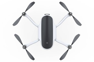 Uçan fotoğraf ve video uzaktan kumandalı helikopter ve kamera beyaz üzerine izole edilmiş.