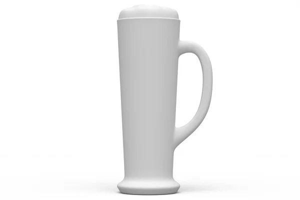 白のモノクロームを基調としたフレッシュな生ビールのフロスティガラス オクトーバーフェストや聖パトリックの日にアルコールを飲むの3Dレンダリングの概念 — ストック写真