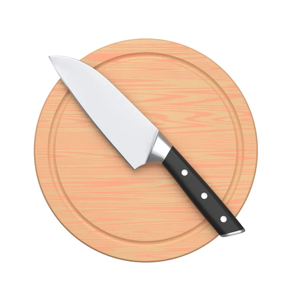 白い背景に隔離された板の上のシェフのキッチンナイフ 肉屋のナイフやプロの台所用品の3Dレンダリング — ストック写真