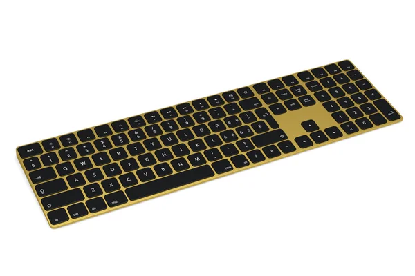 Moderne Gold Aluminium Computertastatur Mit Ziffernblock Auf Weißem Hintergrund Rendering — Stockfoto