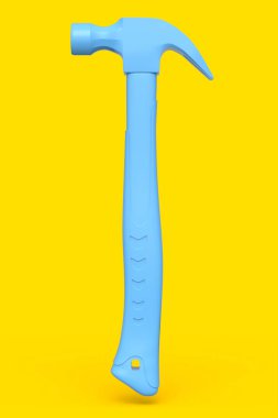 Sarı tek renkli arka planda izole edilmiş lastik saplı çekiç.