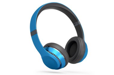 Beyaz arka planda izole edilmiş profesyonel oyun kulaklıkları. Üç boyutlu kulaklık ve müzik ekipmanı tasarımı