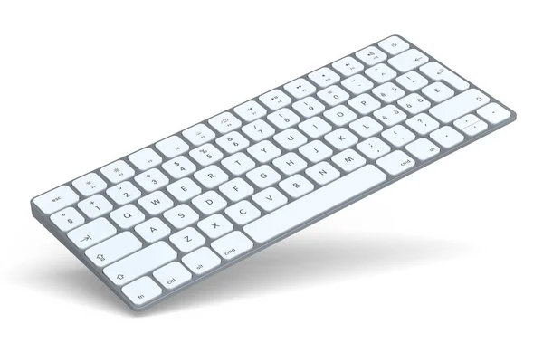 Clavier Moderne Aluminium Isolé Sur Fond Blanc Rendu Des Engins — Photo