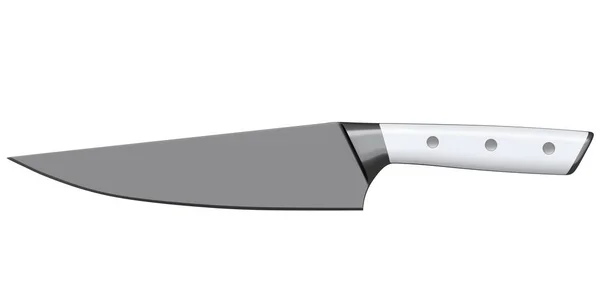 厨师的厨房刀 带有木制柄 白色背景隔离 肉刀或专业厨房用具3D渲染 — 图库照片