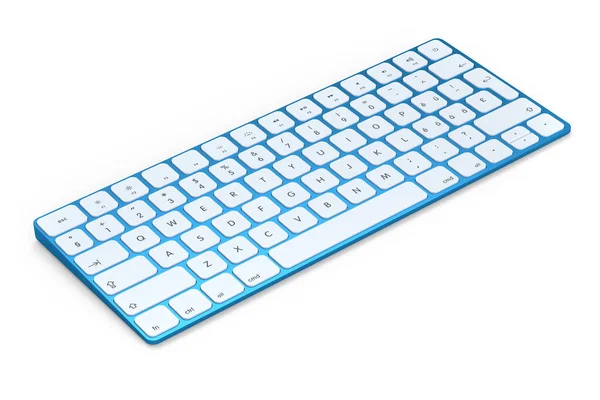 Clavier Moderne Aluminium Bleu Isolé Sur Fond Blanc Rendu Des — Photo