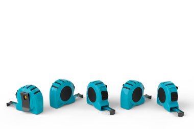 Beyaz zemin üzerinde imparatorluk birimleri ölçeğinde izole edilmiş yeşil bir marangoz seti. Tamir ve inşa etmek için kullanılan aracın 3d görüntülenmesi ve çizimi