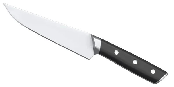 白い背景に木製のハンドルでシェフのキッチンナイフ 肉屋のナイフやプロの台所用品の3Dレンダリング — ストック写真