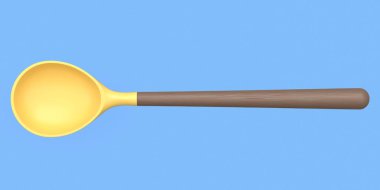 Mavi arka planda silikon kaşık ya da mutfak gereçleri.