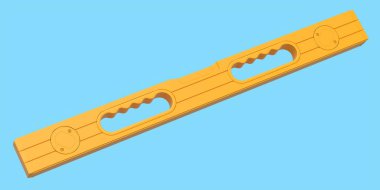 Mavi monokrom arka planda ruh seviyesi aracı oluşturuluyor. Tamir ve inşa etmek için kullanılan aracın 3d görüntülenmesi ve çizimi