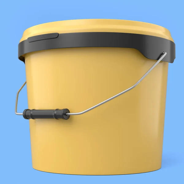 Closed Plastic Can Buckets Paint Handle Blue Background Render Renovation — Fotografia de Stock