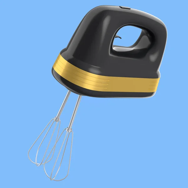Electric mixer kitchen appliance for mixing and blending on blue background. — 스톡 사진