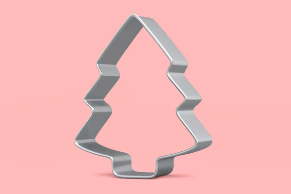 Metal Cookie Cutters Homemade Christmas Biscuit Pink Background Render Making — 스톡 사진