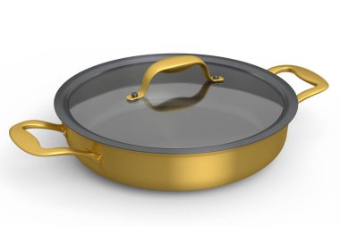 Paslanmaz çelik güveç ve beyaz arka planda krom kaplama alüminyum tencere.