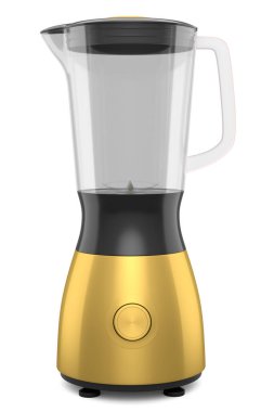 Beyaz arka planda izole edilmiş sağlıklı meyve suyu yapmak için elektrikli blender