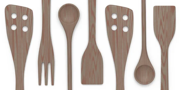 Ξύλινα Σκεύη Κουζίνας Εργαλεία Και Εξοπλισμός Λευκό Φόντο Καθιστούν Εργαλεία — Φωτογραφία Αρχείου