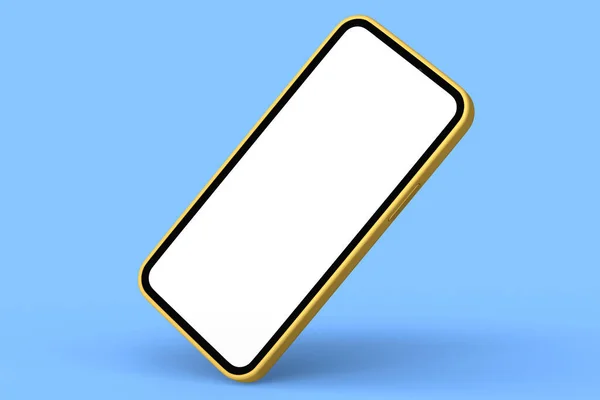 Smartphone Realista Oro Con Pantalla Blanca Blanco Aislada Sobre Fondo —  Fotos de Stock