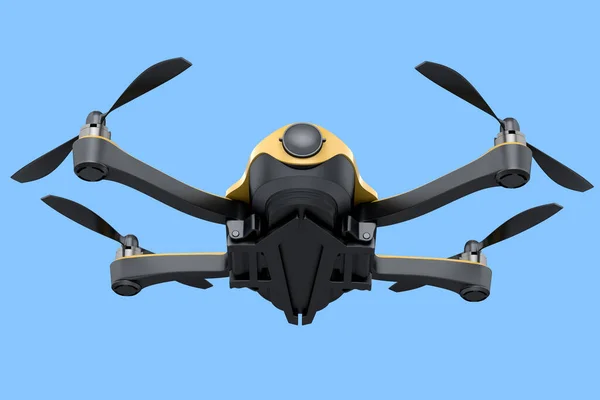 Fliegende Foto Und Video Gelbe Drohne Oder Quadrocopter Mit Action — Stockfoto