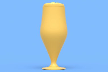 Mavi tek renkli arka planda izole edilmiş buzlu bardak taze bira. Tatillerde alkol kullanımı, Ekim Festivali veya Aziz Patrick Günü