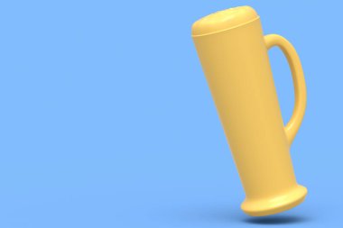 Mavi tek renkli arka planda izole edilmiş buzlu bardak taze bira. Tatillerde alkol kullanımı, Ekim Festivali veya Aziz Patrick Günü