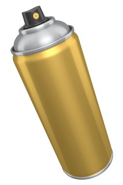 Beyaz arka planda izole edilmiş sprey boya kutusu. 3D render sprey boya şişesi ve şeker kutusu.