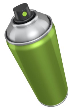 Beyaz arka planda izole edilmiş sprey boya kutusu. 3D render sprey boya şişesi ve şeker kutusu.