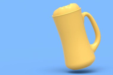 Mavi tek renkli arka planda izole edilmiş buzlu bardak taze bira. Tatillerde alkol kullanımı, Ekim Festivali veya Aziz Patrick Günü