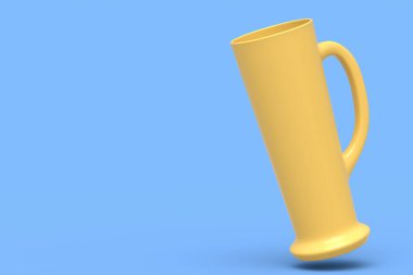 Mavi tek renkli arka planda izole edilmiş buzlu bardak taze bira. Tatillerde alkol kullanımı, Ekim Festivali veya Aziz Patrick Günü