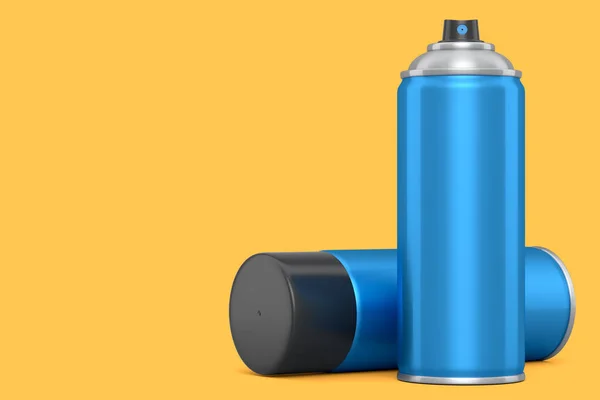 Cans Spray Paint Isolated Yellow Background Render Spray Paint Bottle — Stock Photo, Image