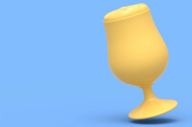 Mavi tek renkli arka planda izole edilmiş buzlu bardak taze bira. Tatillerde alkol kullanımı, Ekim Festivali veya Aziz Patrick Günü