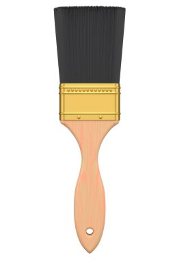 Tamir işleri için boya fırçası ve beyaz arka planda izole edilmiş inşaat. 3 boyutlu yenileme konsepti ve iç tasarım