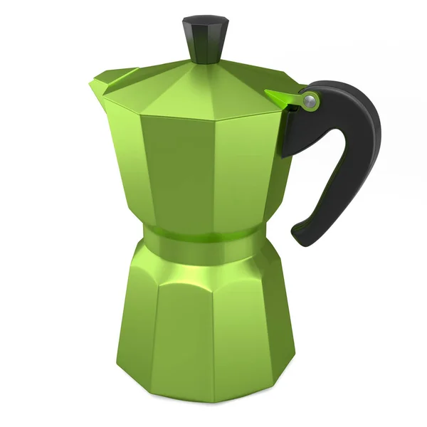 Italian Geyser Coffee Maker Moka White Background Render Coffee Pot — Stockfoto