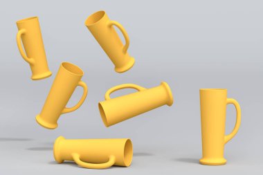 Gri monokrom arka planda bir dizi taze bira. Tatillerde alkol kullanımı, Ekim Festivali veya Aziz Patrick Günü