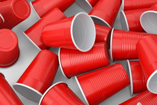 Set Plastic Disposable Party Cup Isolated White Background Render Take — Photo