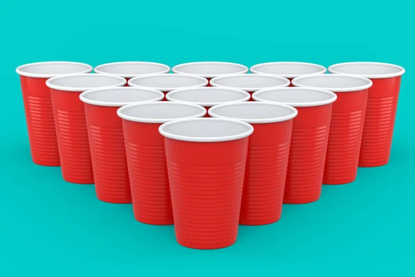 Set Plastic Disposable Party Cup Isolated Green Background Render Take —  Fotos de Stock