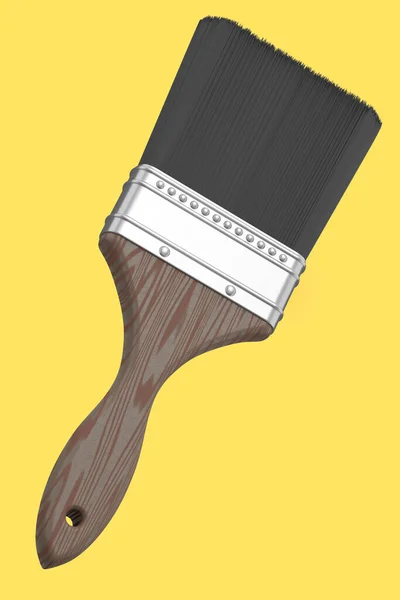 Pintura Escova Cerdas Para Trabalhos Reparação Construção Fundo Amarelo Renderização — Fotografia de Stock