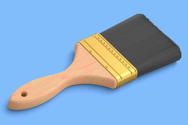 Paint bristle brush for repair work and construction on blue background. 3D render of renovation concept and interior design