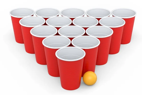 Set Plastic Disposable Party Cup Isolated White Background Render Take — 스톡 사진
