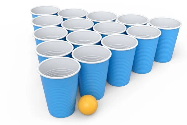 Set Plastic Disposable Party Cup Isolated White Background Render Take — Stockfoto