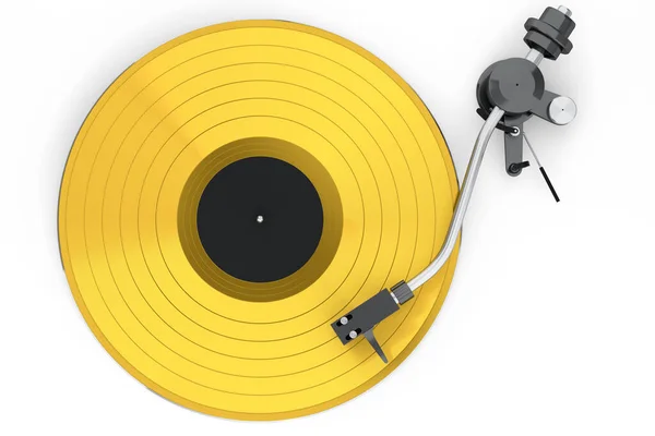 Vinyl Record Player Turntable Retro Vinyl Disk White Background Render — 스톡 사진