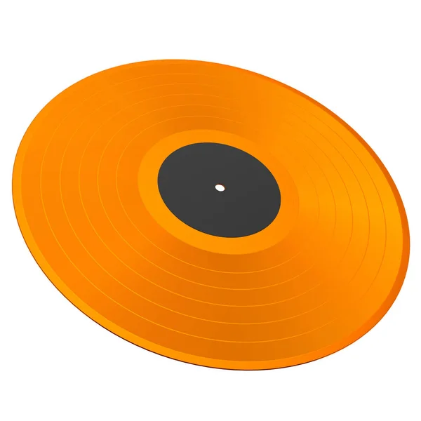 Black Vinyl Record Label Isolated White Background Render Musical Long — Foto de Stock