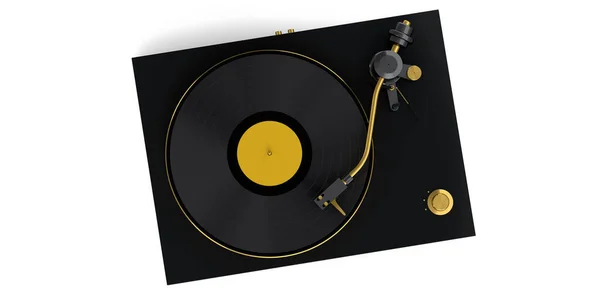 Vinyl Record Player Turntable Retro Vinyl Disk White Background Render — Fotografia de Stock