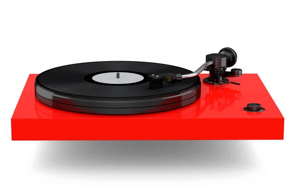 Vinyl Record Player Turntable Retro Vinyl Disk White Background Render — Stockfoto